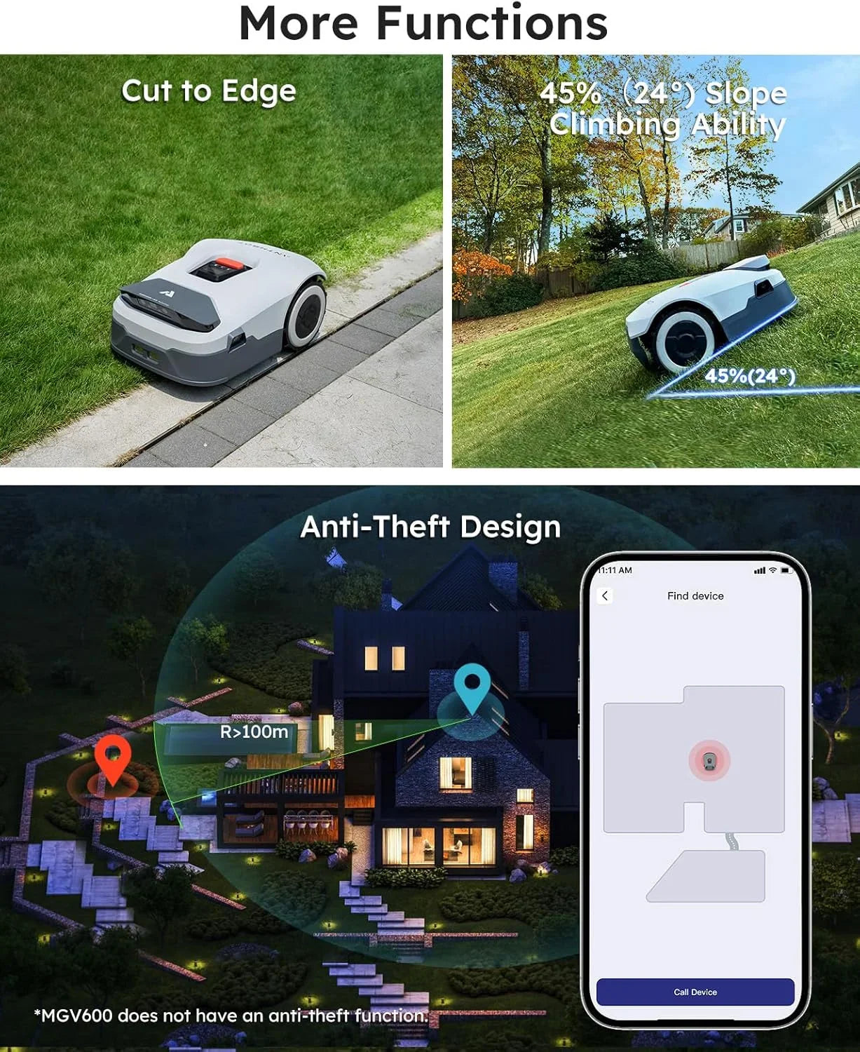 ANTHBOT Genie 3000 AI Wireless Robotic Lawnmower, Max. 3600m², Full Band RTK+4-Eye Vision Lawn Mower Robot, APP Control GameLoopX