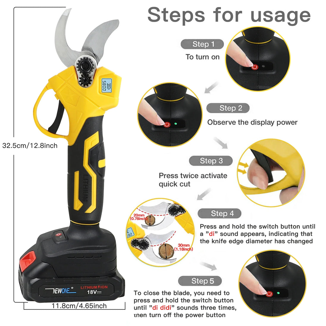 18V Cordless Electric Fruit Pruning Shears with LCD Display DIY Essentials