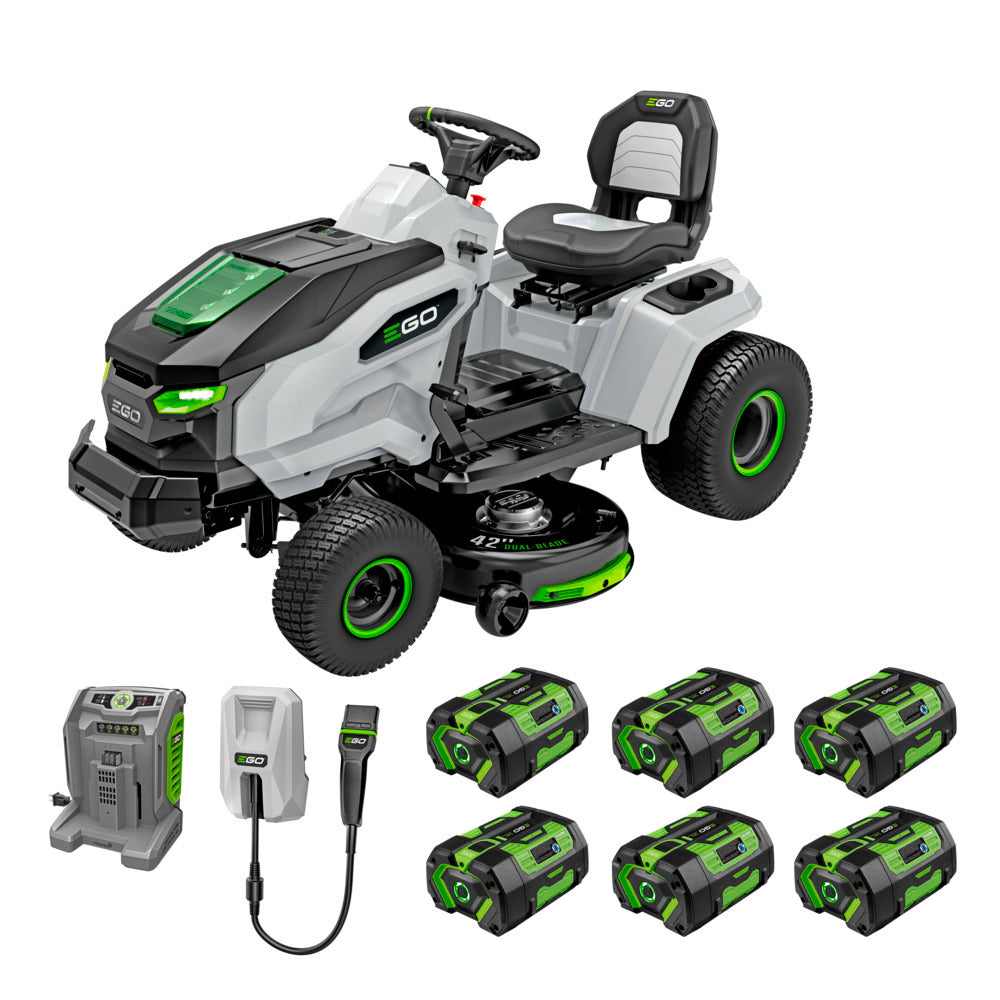 EGO Power+ TR4204 42" T6 Lawn Tractor Riding Lawn Mower with 6 x 6.0Ah Batteries, Turbo Charger, and Charging Adapter EGO Power+