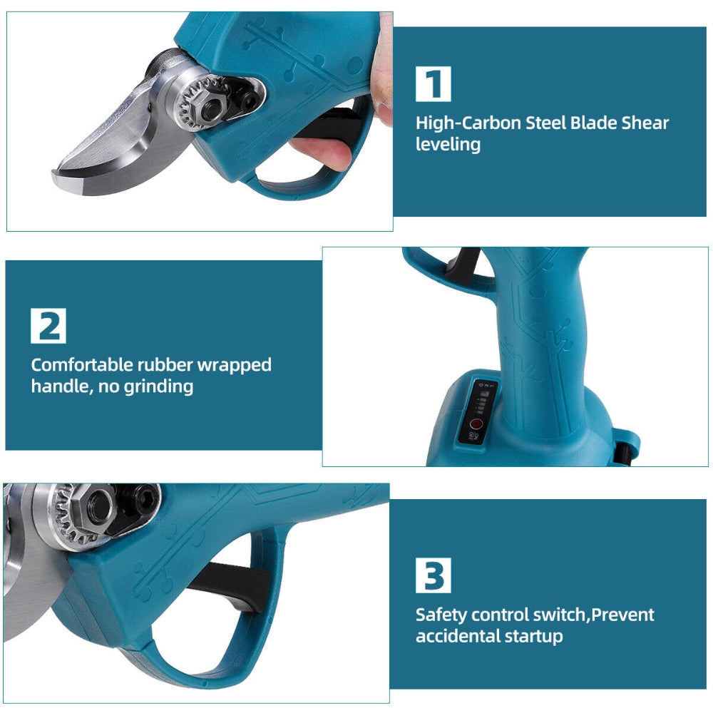 Cordless Electric Pruning Shears Secateur Rechargeable Branch Cutter W/ 2 Battery The Ortus Warehouse