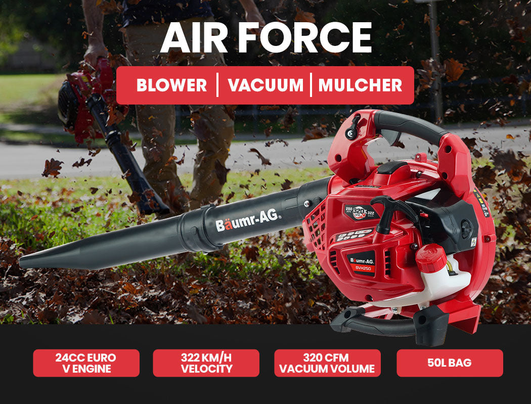 BAUMR-AG Cordless Leaf Blower Vacuum Petrol Hand Garden Lawn Held Vac 2-Stroke Platinum Deals