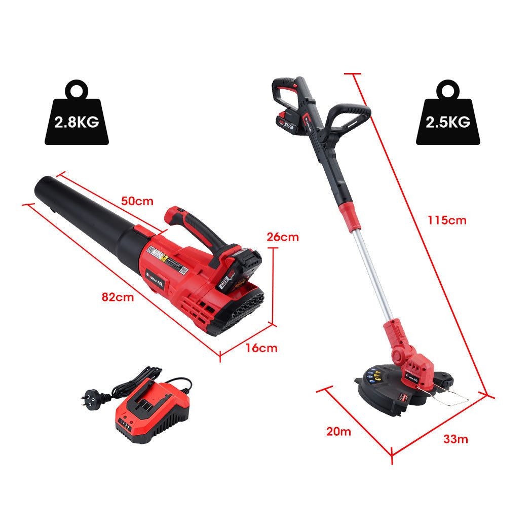 BAUMR-AG 20V Cordless Line Trimmer Electric Whipper Snipper & Leaf Blower Combo Kit Battery Charger Platinum Deals