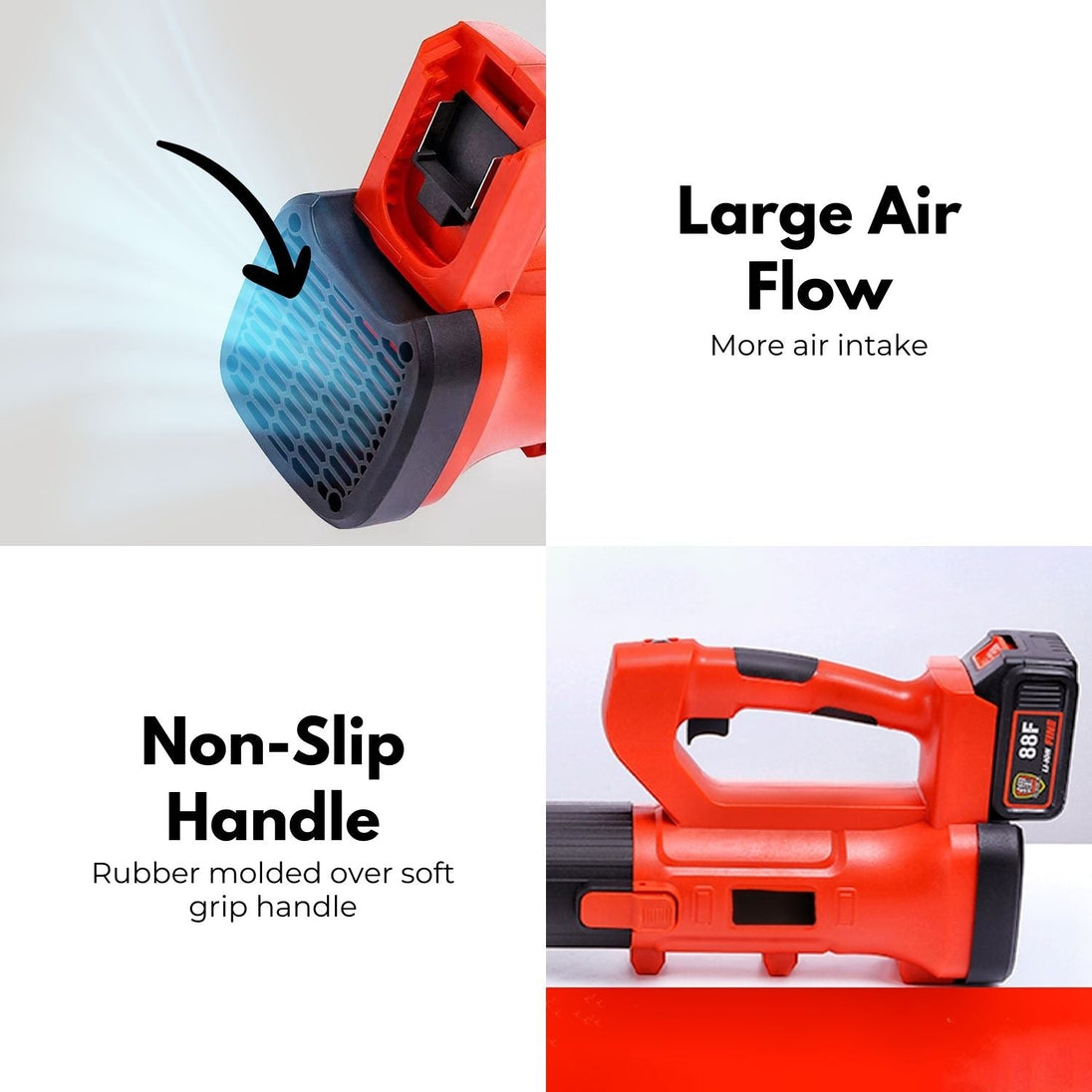 RYNOMATE 18V Cordless Leaf Blower with Lithium Battery and Charger Kit (Red and Black) RNM-LB-101-RTT Platinum Deals