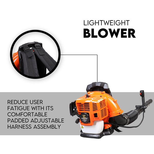 Petrol Leaf Blower 2 Stroke 42.7cc Backpack Commercial 540km/H Platinum Deals
