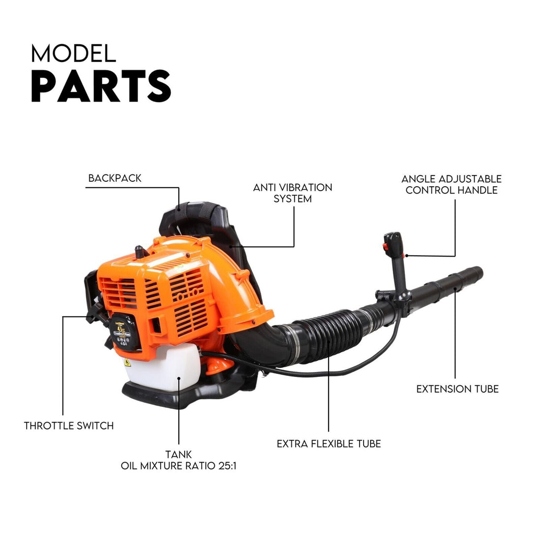 Petrol Leaf Blower 2 Stroke 42.7cc Backpack Commercial 540km/H Platinum Deals