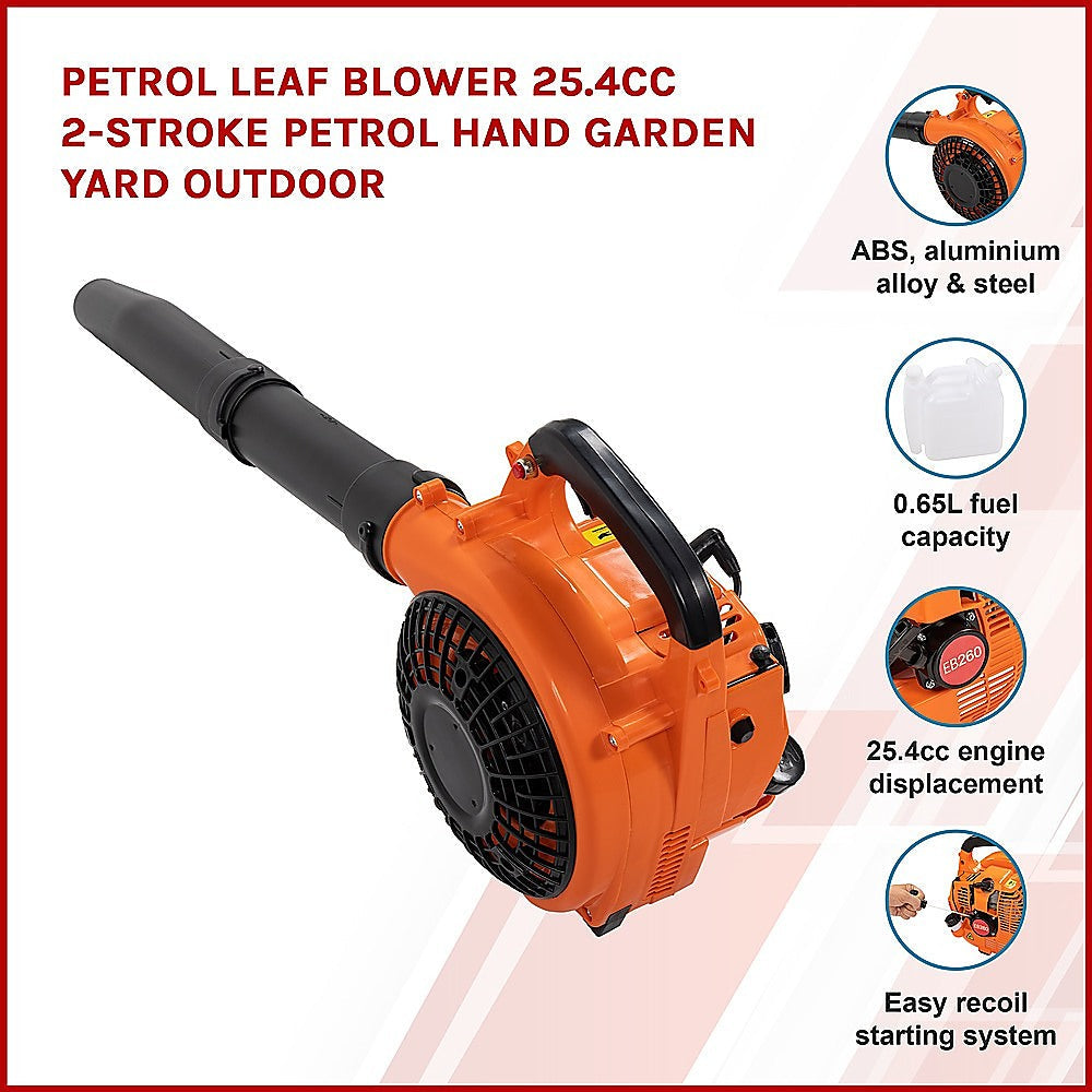 Petrol Leaf Blower 25.4cc 2-Stroke Petrol Hand Garden Yard Outdoor Platinum Deals