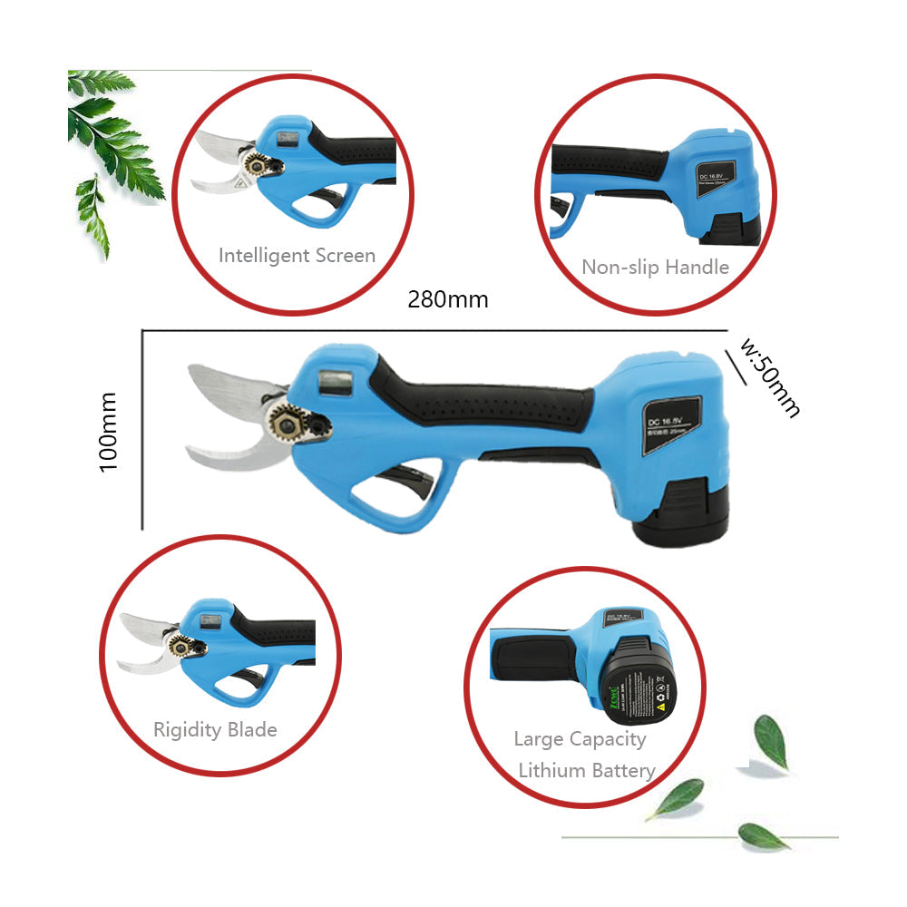 Intelligent Screen 16.8V Electric Cordless Pruner Garden 3 Battery 25mm Cutting Above Land