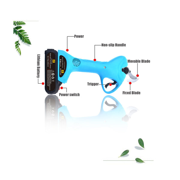 30mm Cordless Rechargeable Electric Pruning Shears Secateur Branch Cutter Blue Above Land
