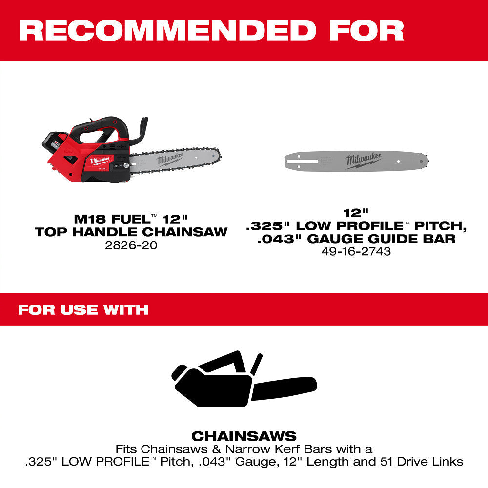 Milwaukee 12" Top Handle Chainsaw Chain 49-16-2742 Milwaukee Tool