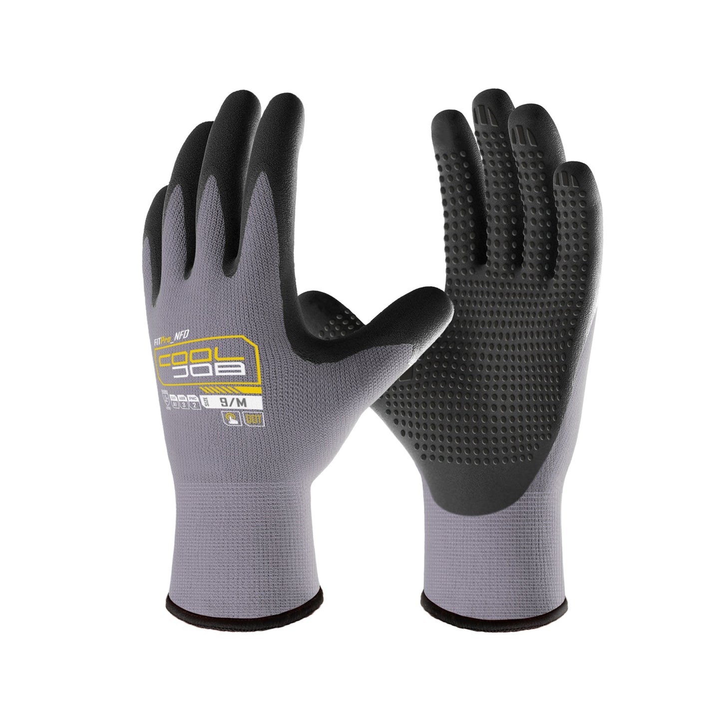 COOLJOB 3/6/12/36 Pairs Nitrile Rubber Dipped Safety Work Gloves with Grip Dots, Touchscreen COOLJOB