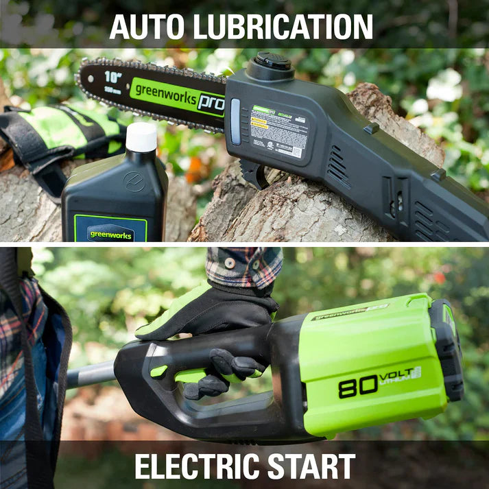 80V 18" Cordless Battery Chainsaw and 10" Pole Saw Combo Kit: 4.0 Ah Battery and Rapid Charger greenworkstools