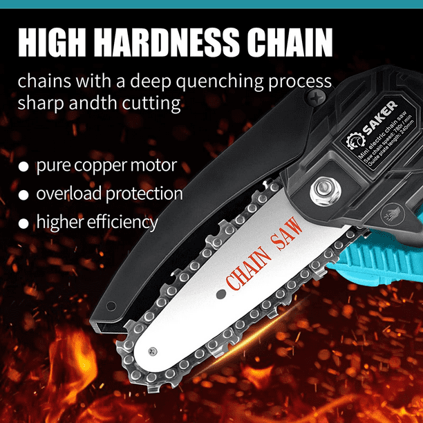 Portable 4 inch Electric Chainsaw Cordless, Handheld Chainsaw for Tree Branches , Courtyard, Household and Garden( Chainsaw + 2 Batteries) DannysHomeGoods