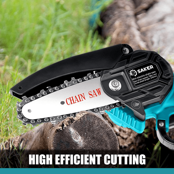 Portable 4 inch Electric Chainsaw Cordless, Handheld Chainsaw for Tree Branches , Courtyard, Household and Garden( Chainsaw + 2 Batteries) DannysHomeGoods