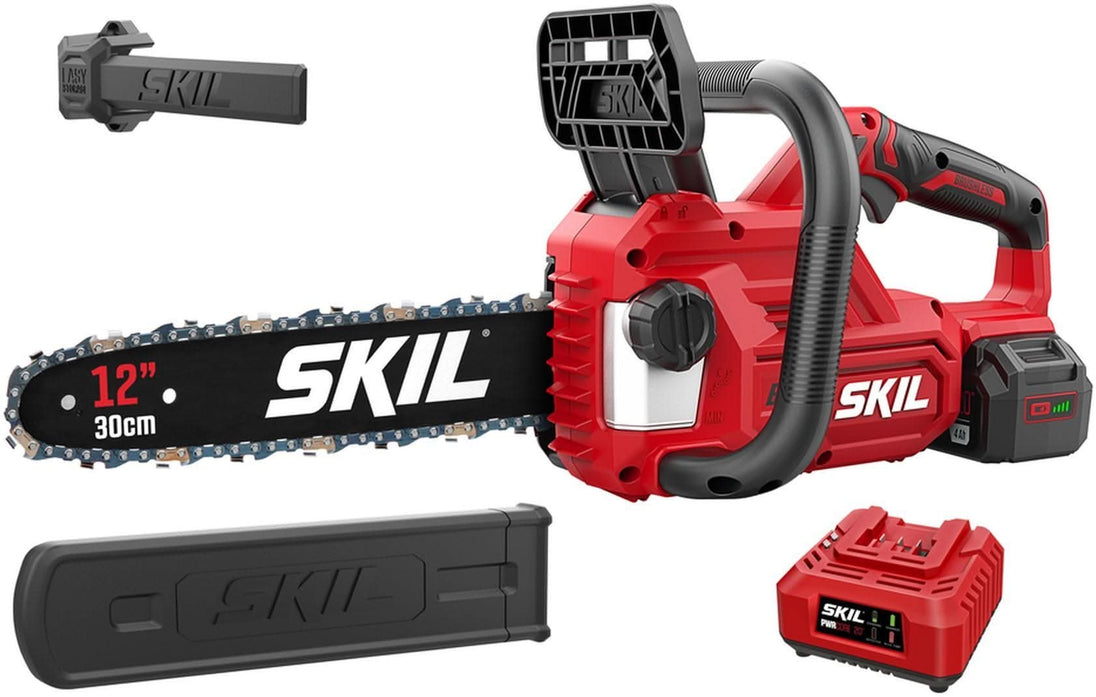 SKIL CS4562B-10 PWR CORE 20 Brushless 12 IN. Chain Saw with 4.0Ah Battery and Charger SKIL