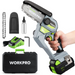 WORKPRO 20V Brushless Cordless Compact Chainsaw with 4.0Ah Battery and Replacement Chain WORKPRO