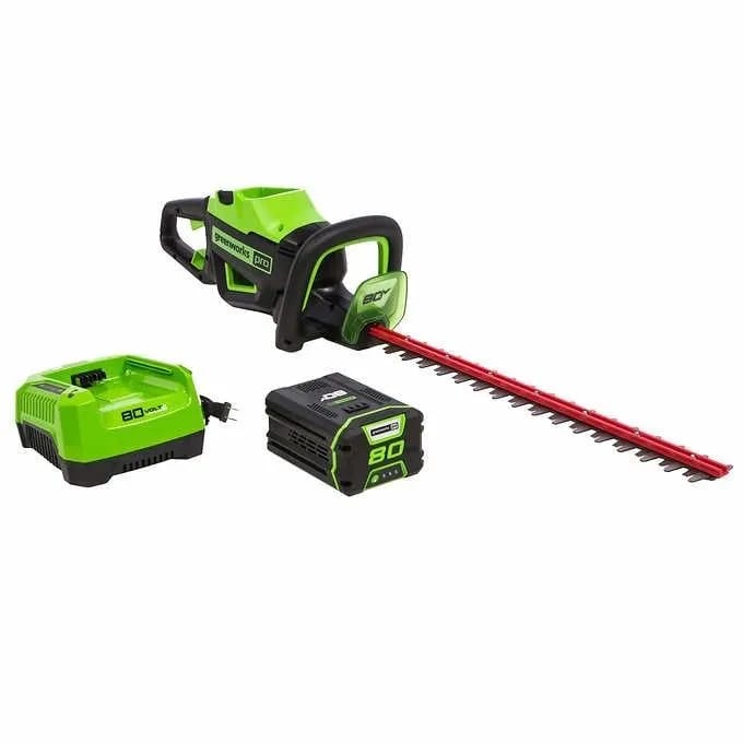80V 24" Cordless Battery Hedge Trimmer and 20" Pole Hedge Trimmer Combo Kit: 2.0 Ah USB Battery and Charger greenworkstools