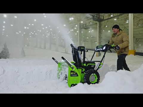 80V 24" Cordless Battery Two-Stage Snow Blower: (2) 5.0 Ah Batteries and Dual-Port Rapid Charger greenworkstools