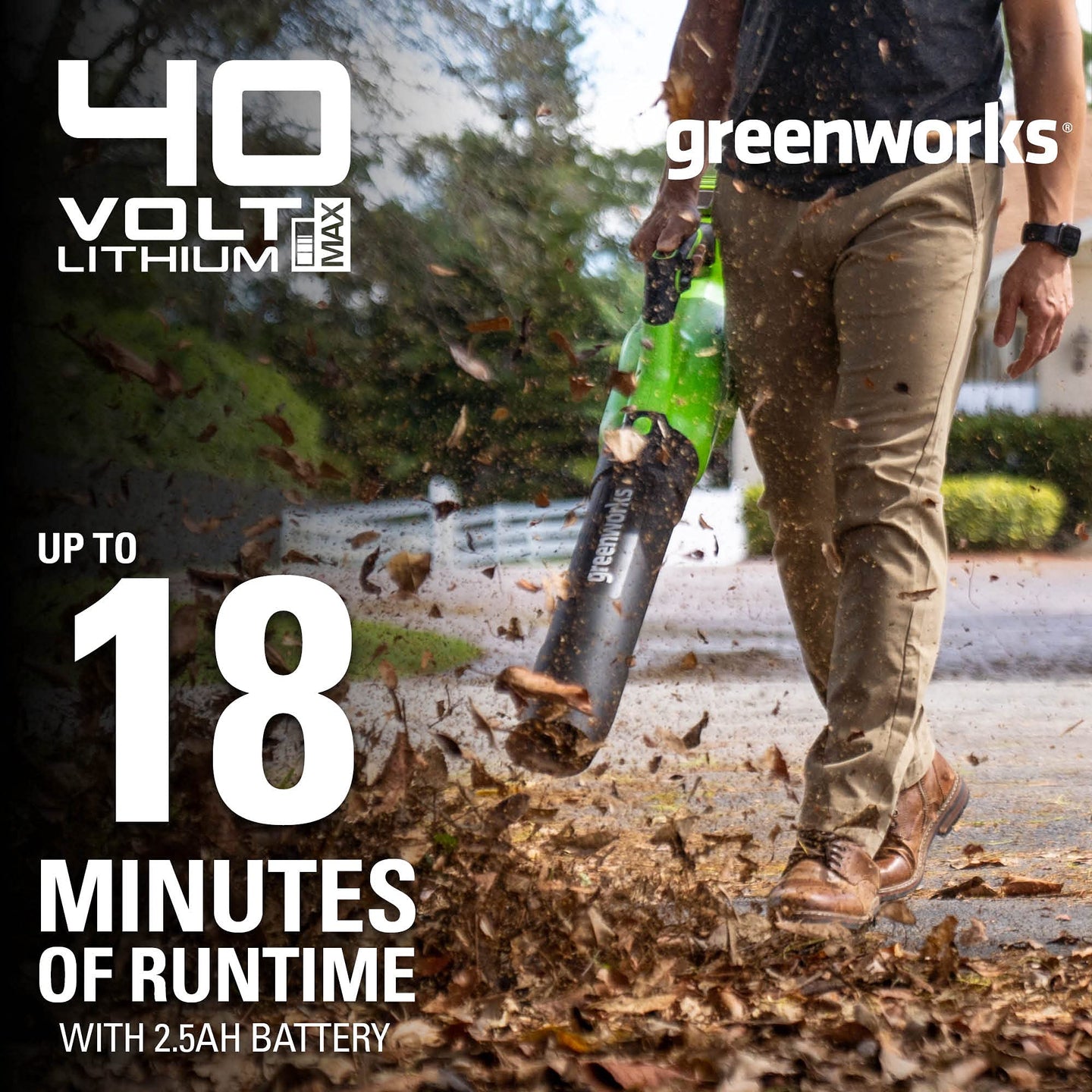 40V 500 CFM Cordless Battery Leaf Blower: 2.5 Ah Battery and Charger greenworkstools