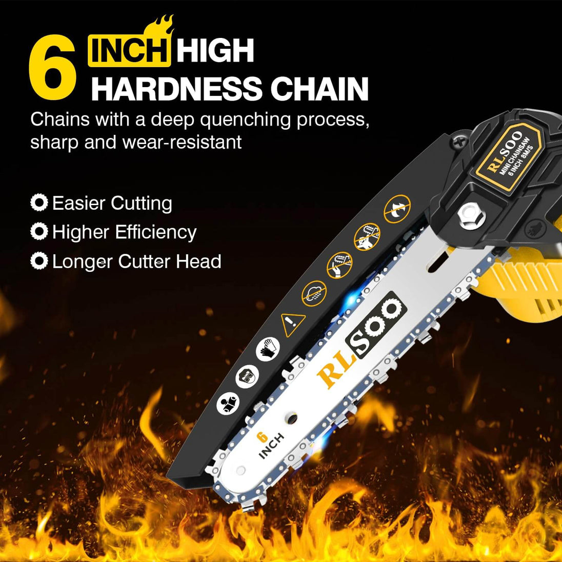 RLSOO 6-Inch Cordless Mini Chainsaw - High-Efficiency, Lightweight, Portable, Ideal for Wood Cutting & Pruning RLSOO