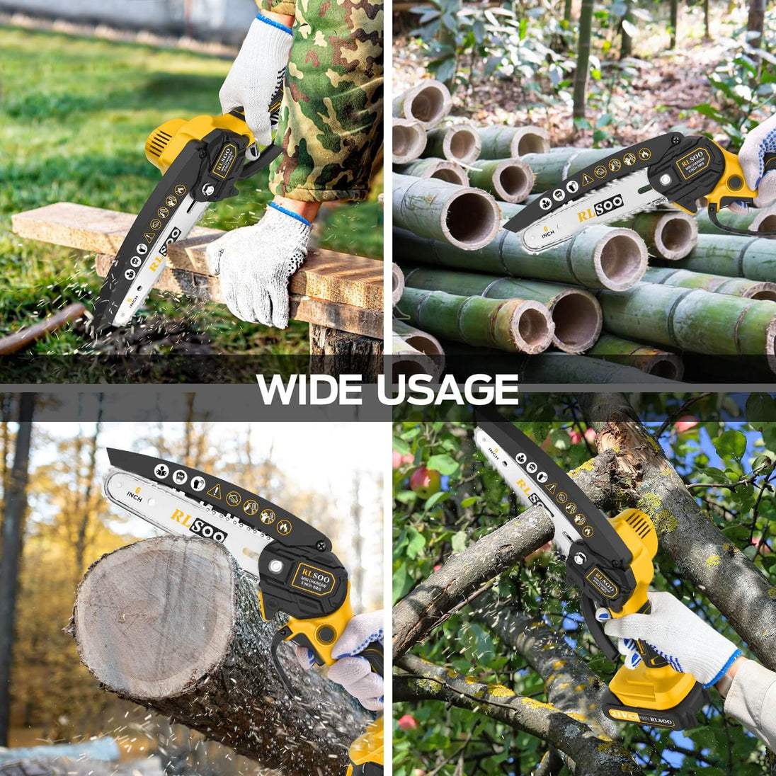 RLSOO 6-Inch Cordless Mini Chainsaw - High-Efficiency, Lightweight, Portable, Ideal for Wood Cutting & Pruning RLSOO