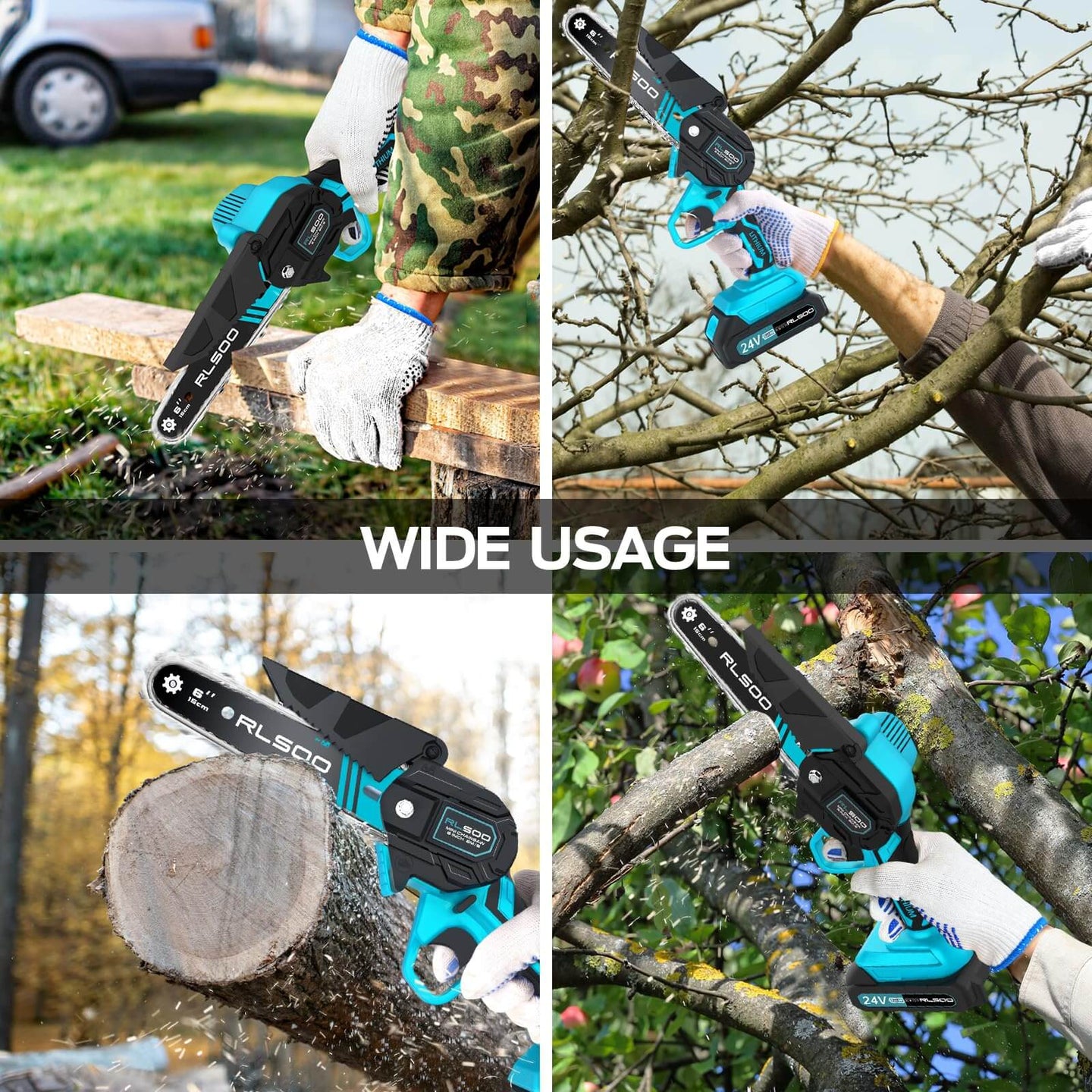 RLSOO 6-Inch Mini Electric Chainsaw - Cordless, Portable, Lightweight, High-Capacity Battery, Ideal for Wood Cutting, Pruning, and Outdoor Use RLSOO