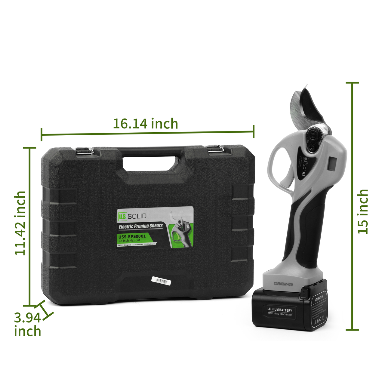 Cordless Electric Pruning Shears with HD Digital Display, Brushless Motor, Max 1.2 Inch(32 mm) Cut U.S. Solid