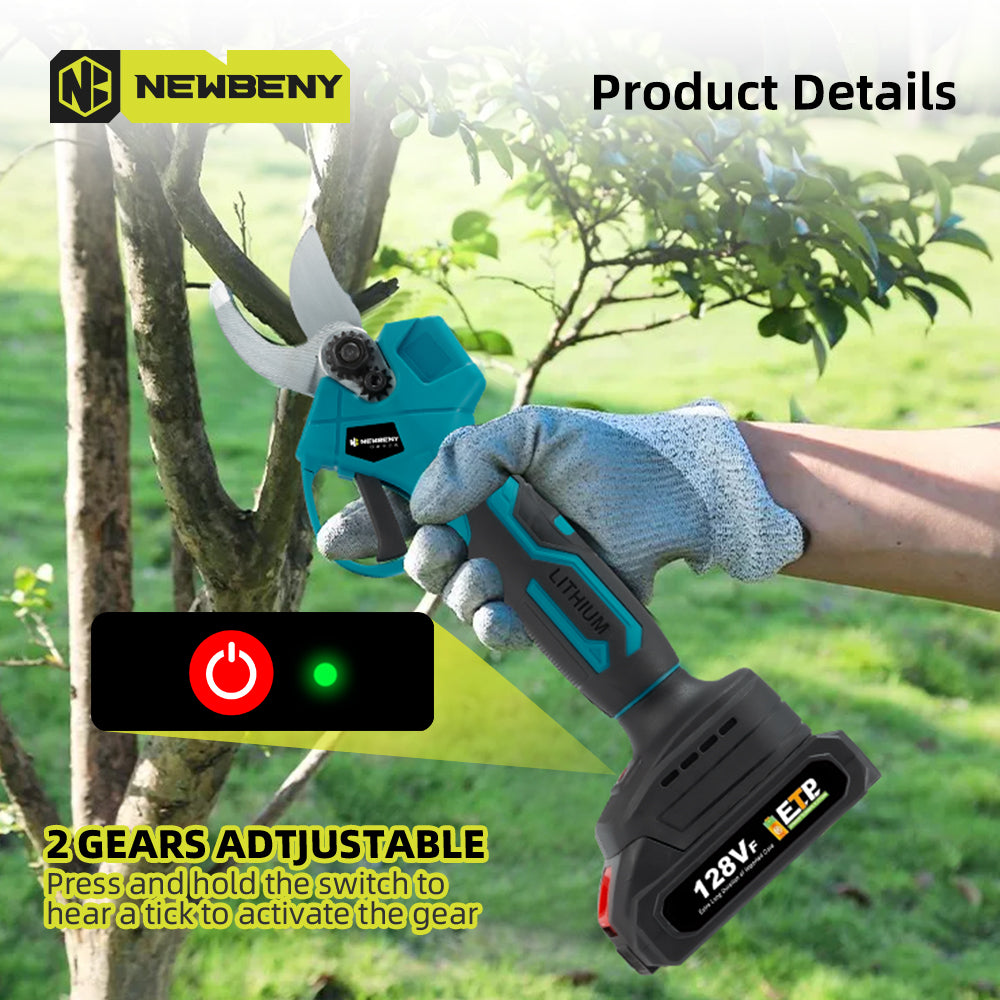 NewBeny Cordless 6" Chainsaw & 25mm Pruning Shears Combo Kit With 2 Batteries and Charger NEWBENY