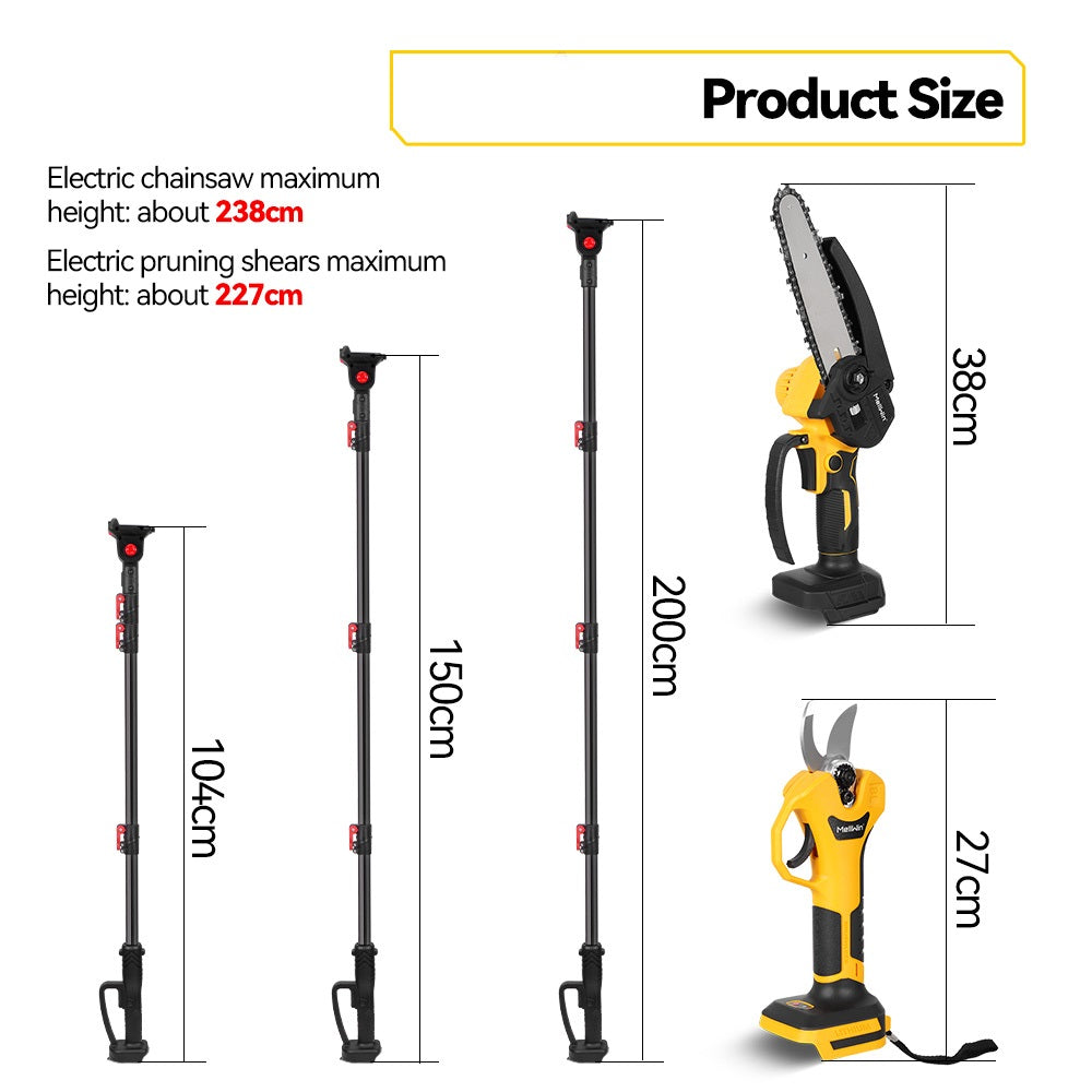 NewBeny Cordless 6" Chainsaw & 30mm Pruning Shears & 2m Telescoping Pole Combo Kit [2 batteries and a charger included] NEWBENY