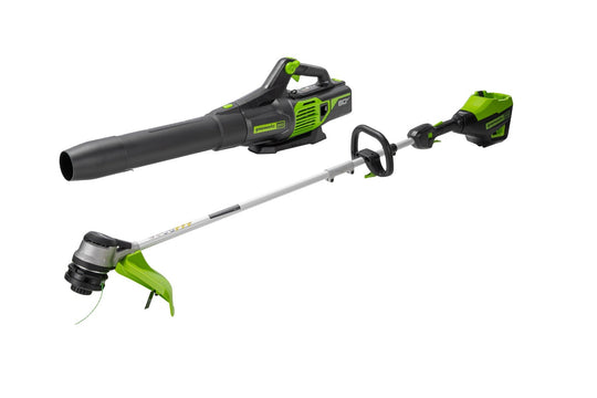 80V 16" Cordless Battery String Trimmer and 730 CFM Leaf Blower Combo Kit: 2.5 Ah Battery and Charger greenworkstools