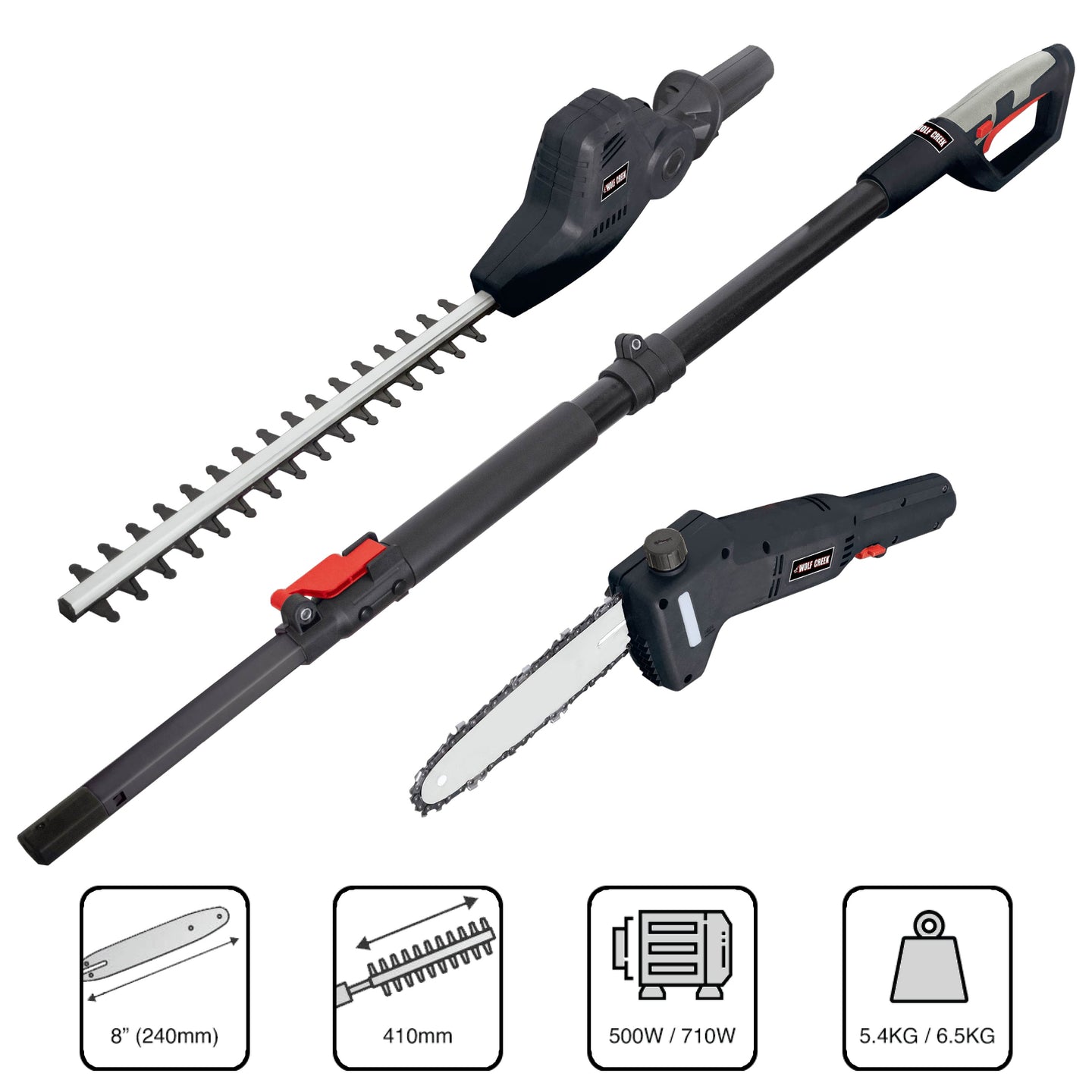 Wolf Creek 2 IN 1 Electric Long Reach Pole Saw & Hedge Trimmer Wolf Creek