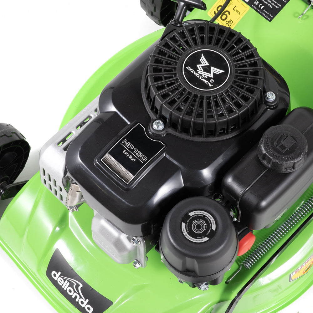 40cm 132cc 4-Stroke Petrol Lawnmower - Hand-Propelled Manual Grass Cutter Mower Loops