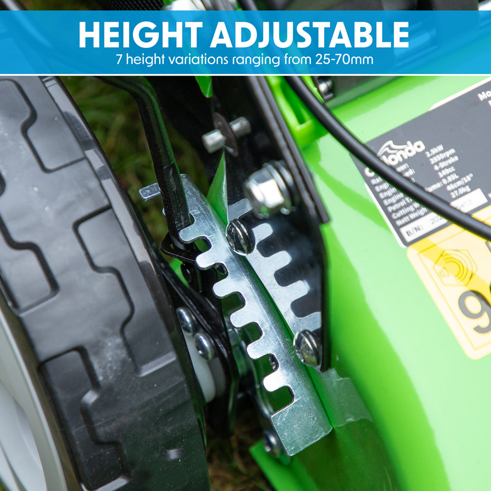 40cm 132cc 4-Stroke Petrol Lawnmower - Hand-Propelled Manual Grass Cutter Mower Loops