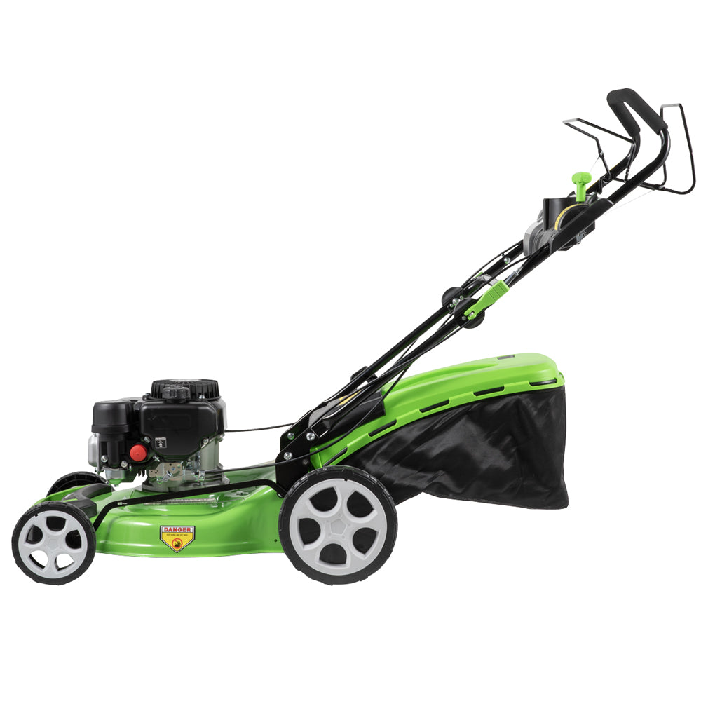 51cm 171cc 4-Stroke Petrol Lawnmower - Hand-Propelled Manual Grass Cutter Mower Loops